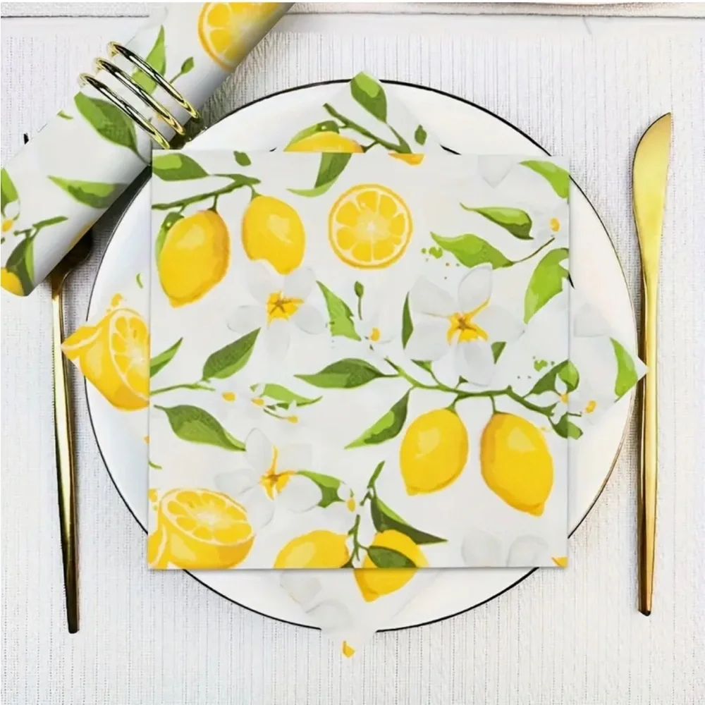 Panalisa Lemon Print Luncheon Paper Napkins, 20 ct